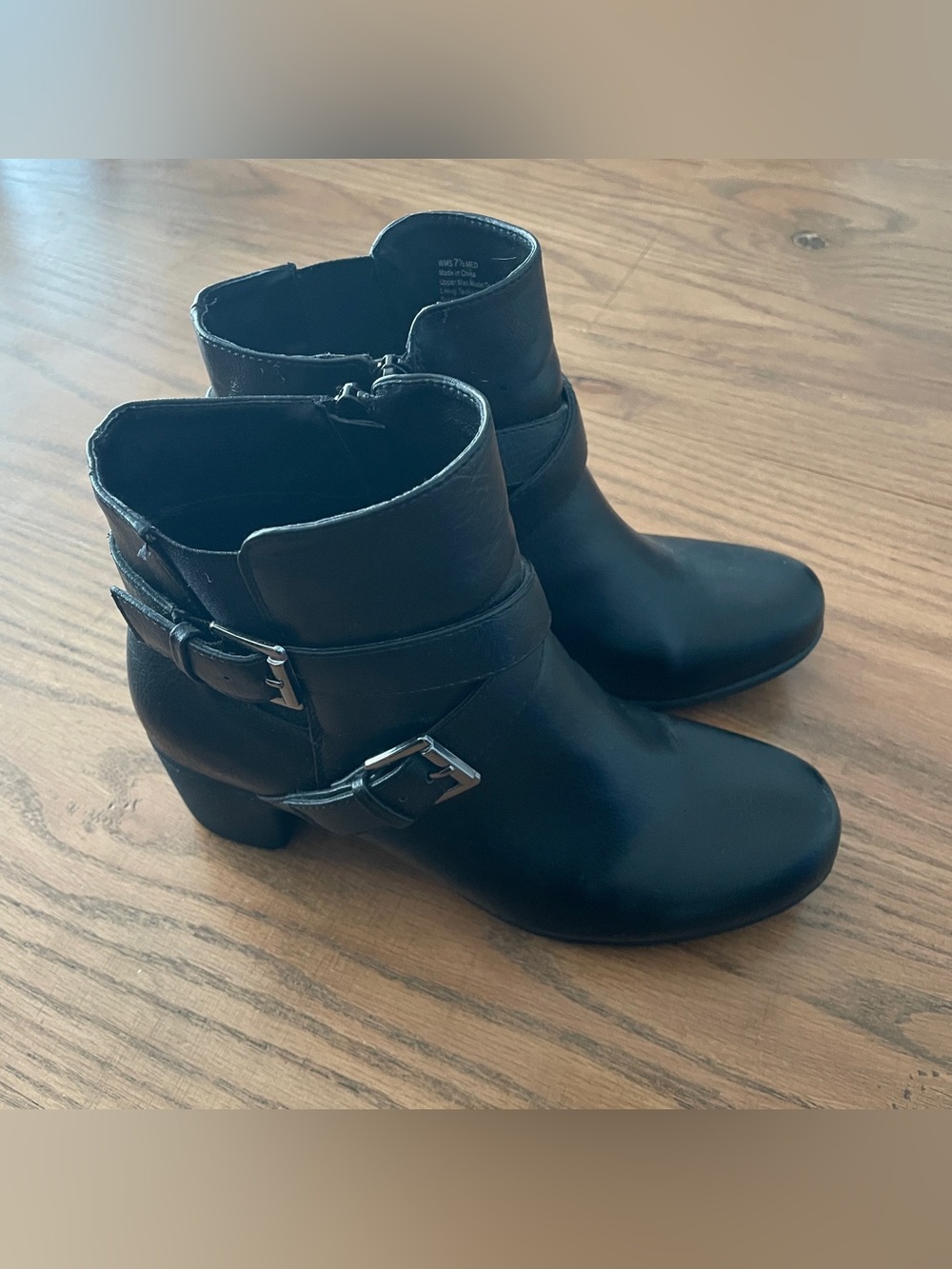Croft & Barrow Bertha Black Faux Leather Ankle Boots Size 7.5